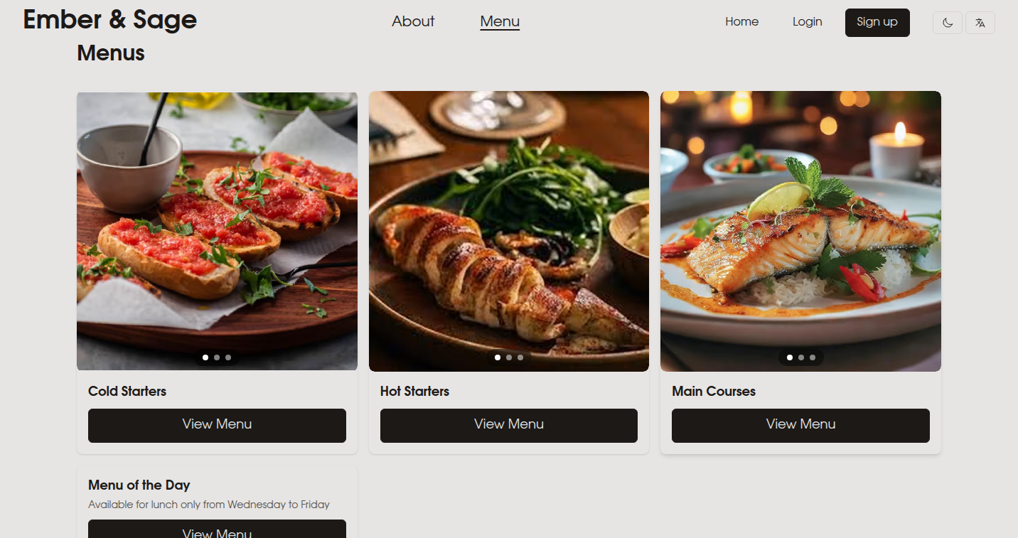 menu-management screenshot